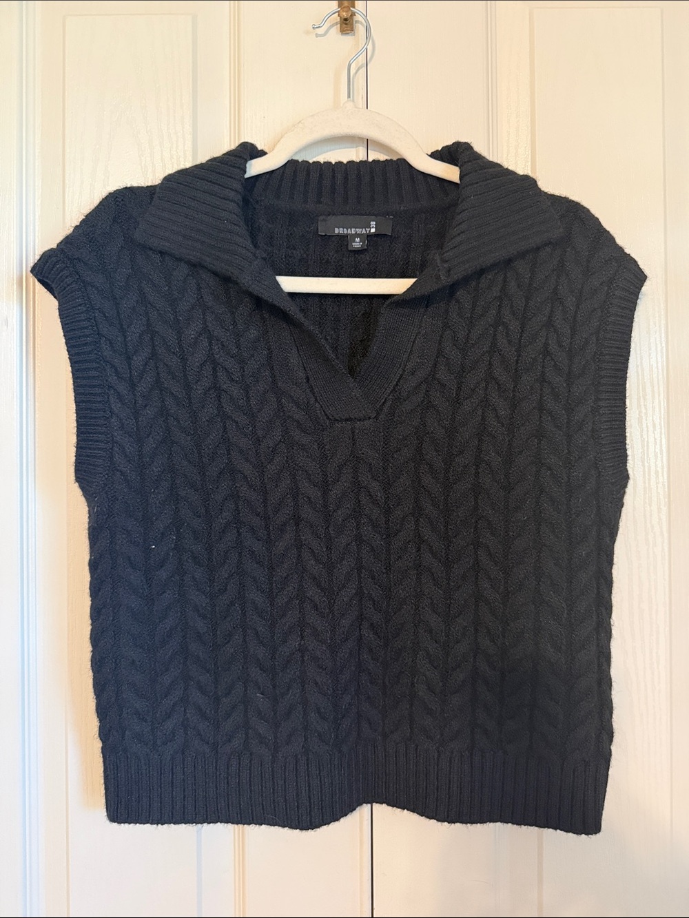 Broadstreet Black Cable-Knit V-Neck Sweater Vest